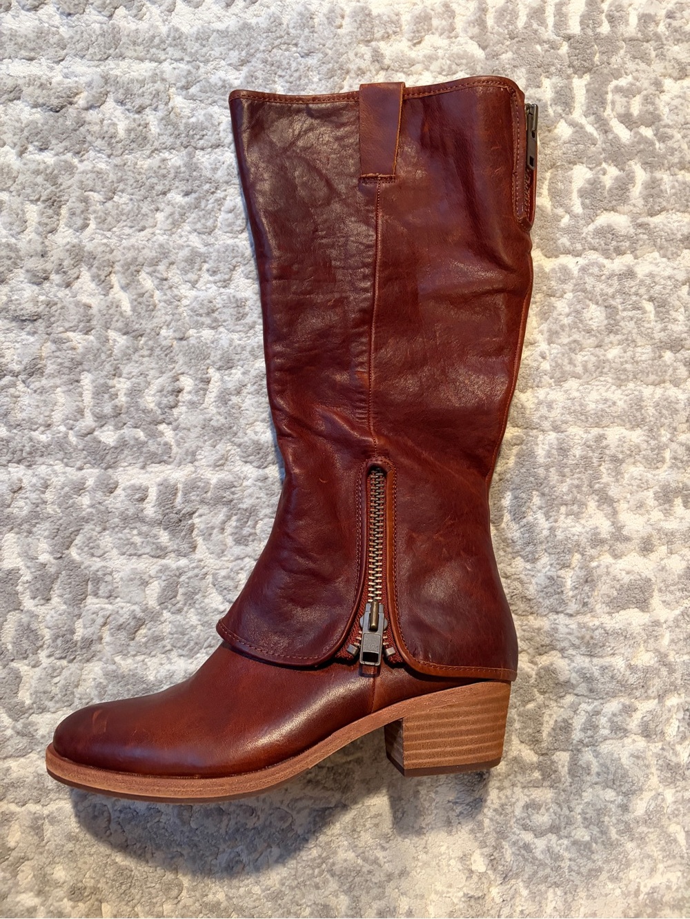 Kork-Ease - NWOT - Brown Leather Mid-Calf Zip Heeled Boots (9)